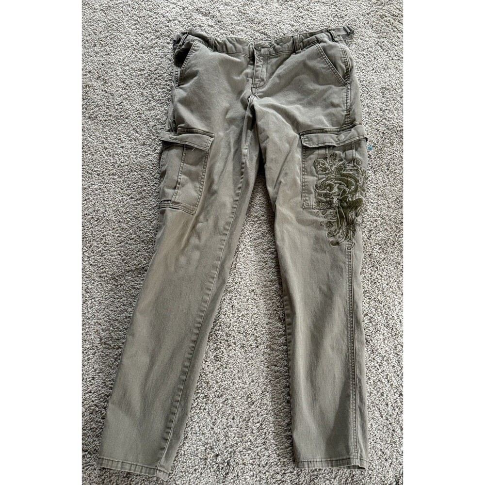 ED HARDY Cargo Pants Women' s size 30 Embroidered See Pics Defect